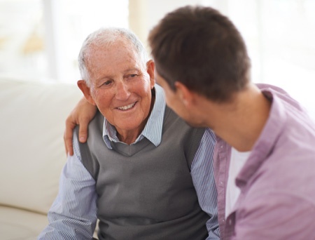 Alzheimers patient with man Alzheimers patient with man